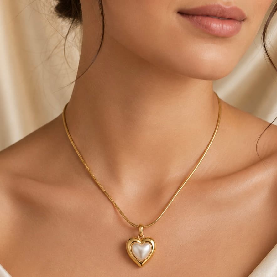 Heart Shape Gold-Tone Pendant Necklace