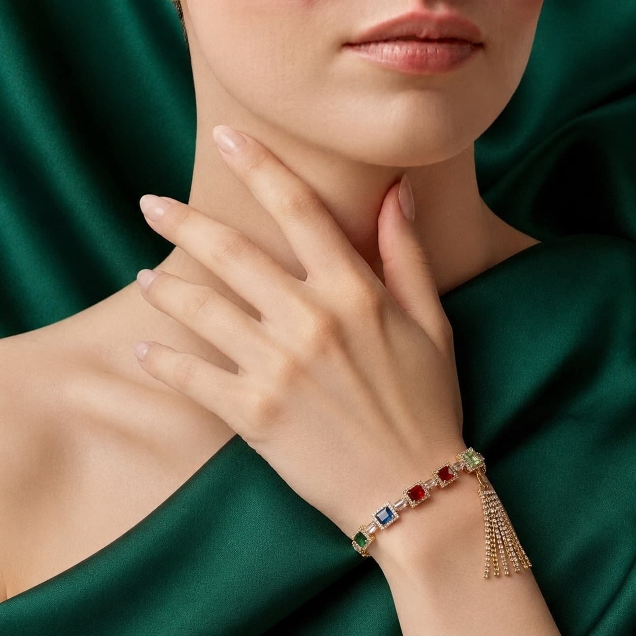 Multicolor Stone Gold-Tone Bracelet